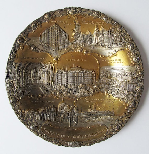 Items similar to Montreal Antique Souvenir Plate Very Detailed Embossed