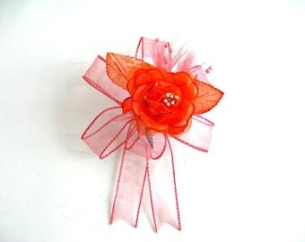Orange gift wrap bow, Birthday party gift bow, Wedding and Bridal shower gift, All occasion bow, Floral corsage, Small gift bow