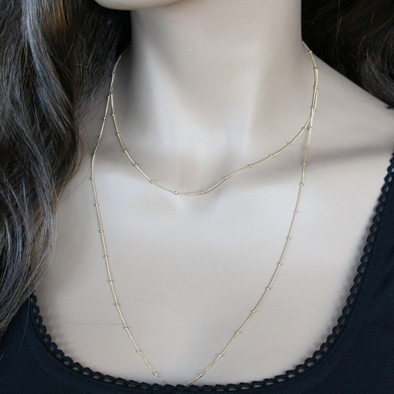 Gold Beaded Necklace Dew Drops Necklace Layering Necklace