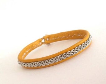 Lapland Sami Bracelet, Reindeer leather, Custom made