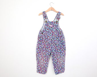 Vintage Carters Overalls Dungarees Corduroy with Flowers 3T