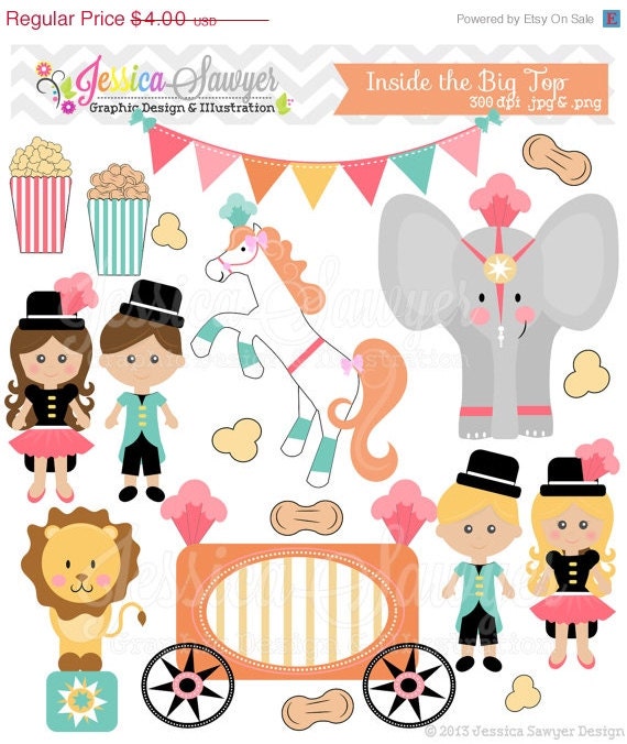 50% OFF - INSTANT DOWNLOAD, circus clipart, carnival clip art, for commercial use, invitations, party supplies Il_570xn