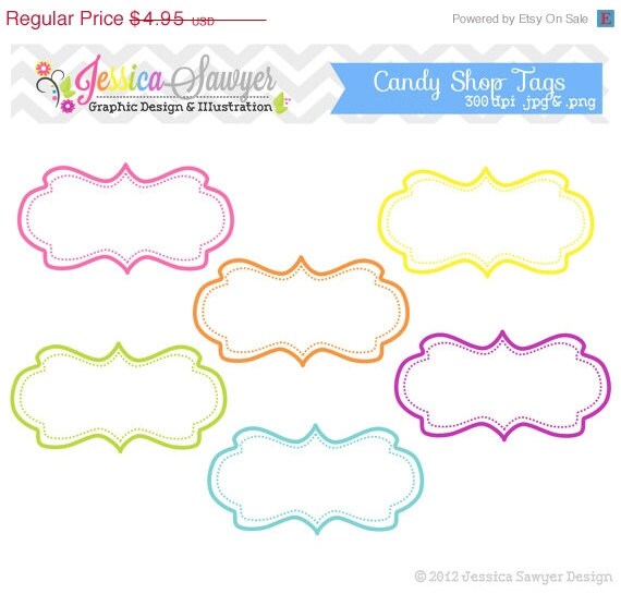 80% OFF - INSTANT DOWNLOAD, candy shop tags - whimsical clipart - printable labels - rainbow - cards - invitations - scrapbook - digital fr Il_570xn