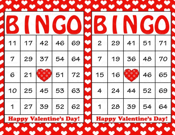100 Valentines Bingo Cards Printable Valentine Bingo Cards Instant 