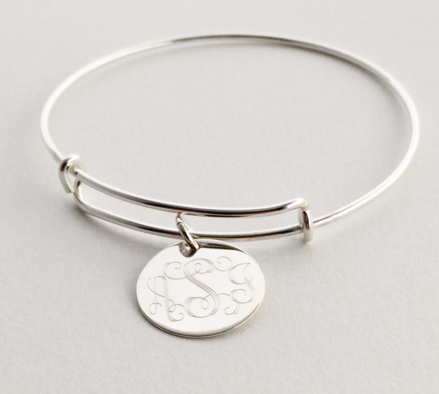 SALE Reduced Price Sterling Silver Adjustable Charm Bangle