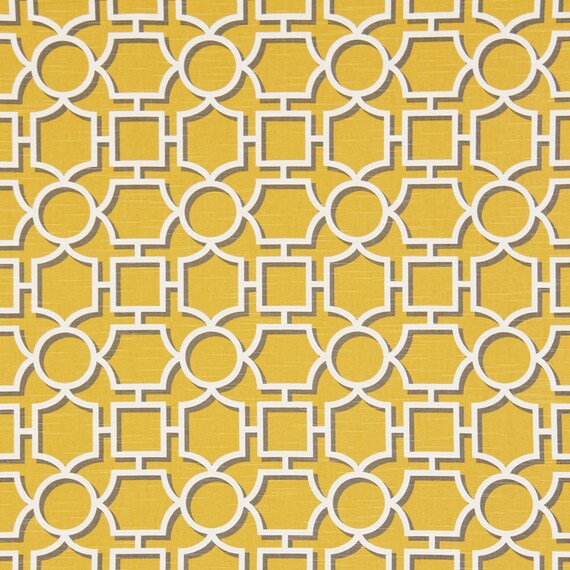 Yellow Upholstery Fabric Geometric Fabric by by PopDecorFabrics