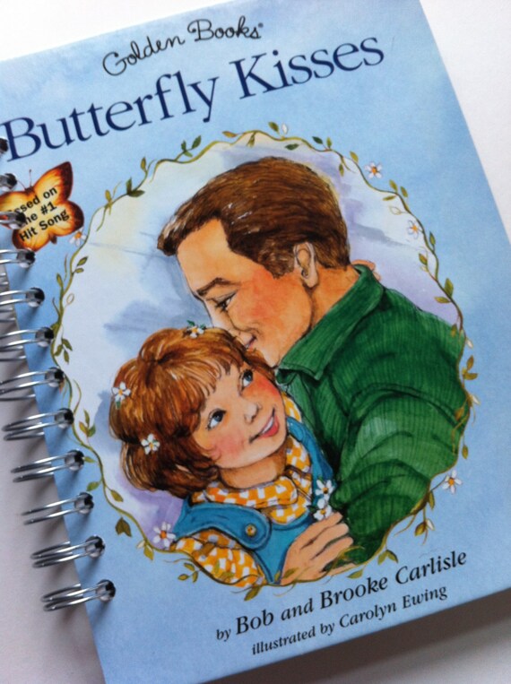 Butterfly Kisses Little Golden Book Upcycled Journal Notebook