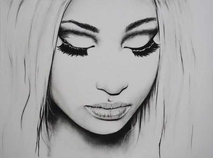 Original Charcoal Pencil Drawing of Nicki Minaj Celebrity Original Charcoal Pencil Drawing of Nicki Minaj Celebrity