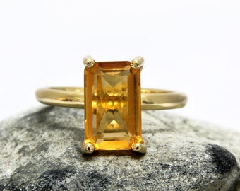 SUMMER SALE - November birthstone ring,Citrine ring,gold ring,gold filled ring,solid gold ring,customize rings,rectangle ring