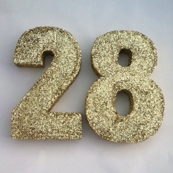 Glitter Paper Mache Numbers Golden Birthday Decor/ Wedding