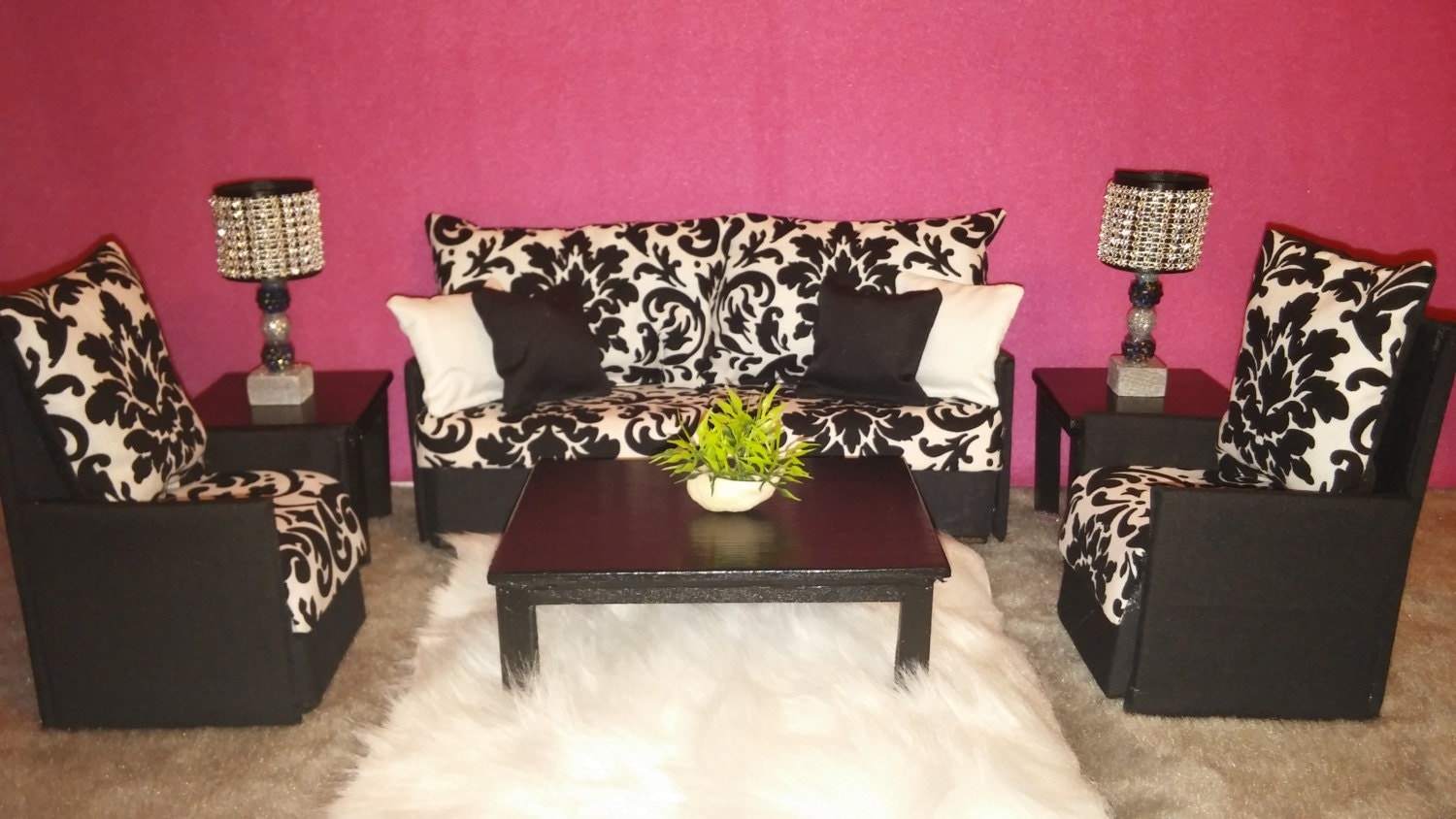 Barbie Living Room Etsy Doll Furniture for Barbie / Monster High / Bratz - Living Room Sofa and 2 Accent - Barbie Living Room Etsy