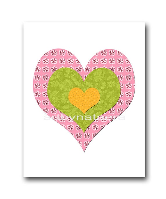 Love Nursery Heart Nursery Decor Art for Kids Room by artbynataera