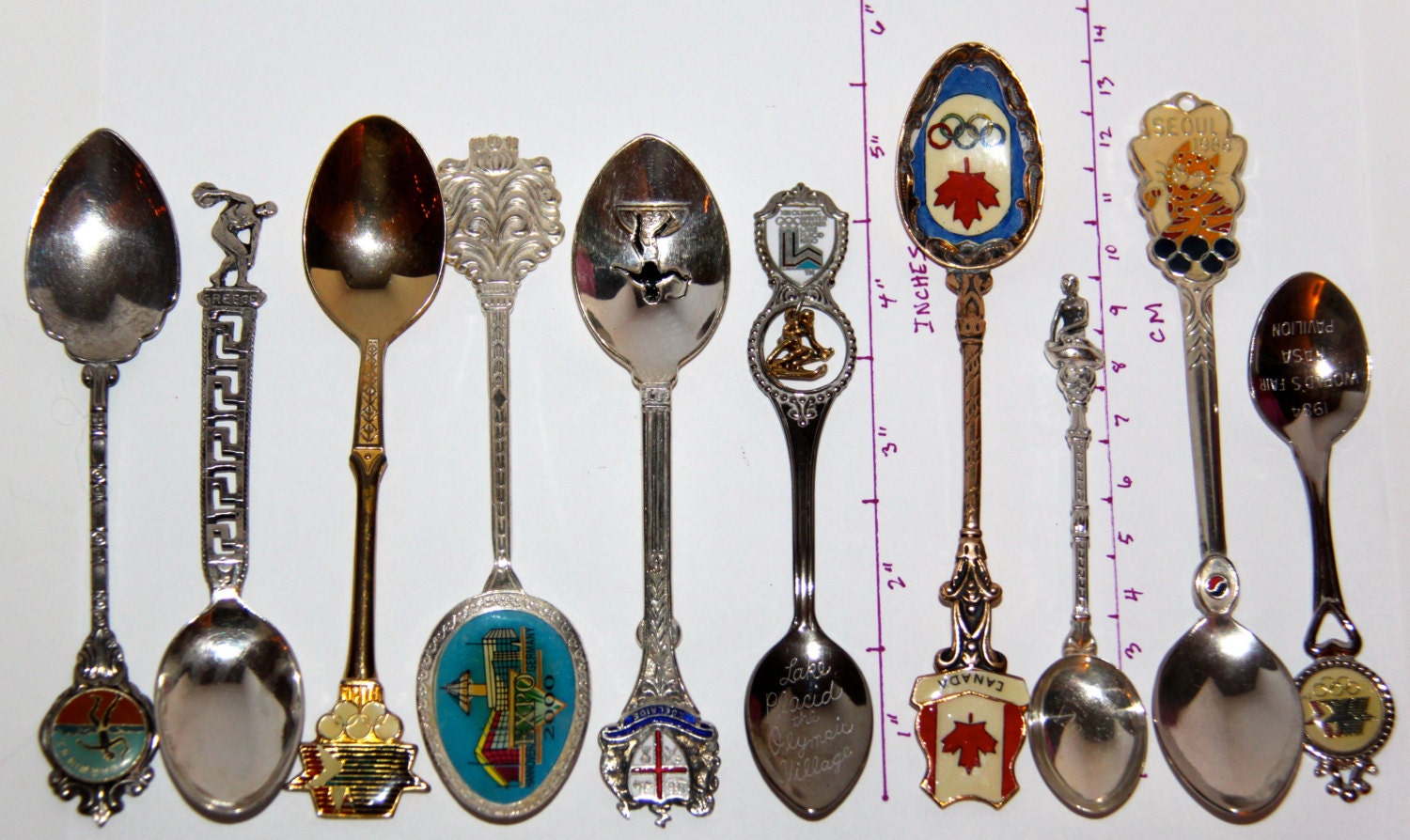 9 Rare Olympic Souvenir Spoons Canada Germany by OutrageousObjects