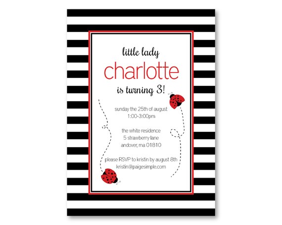 Ladybug Party Invitation (Ladybug Invitation, Ladybug Baby Shower, Ladybug Birthday Invitation, Lady Bug Invitation, Lady Bug Party, First) Il_570xn