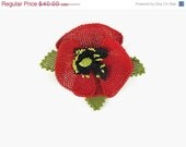 MOTHERS DAY Dark Red Poppy Brooch ,Crochet Flower Brooch, Turkish Oya Jewelry, Red floral Brooch, Tatted Lace Brooch, Gift ideas for her