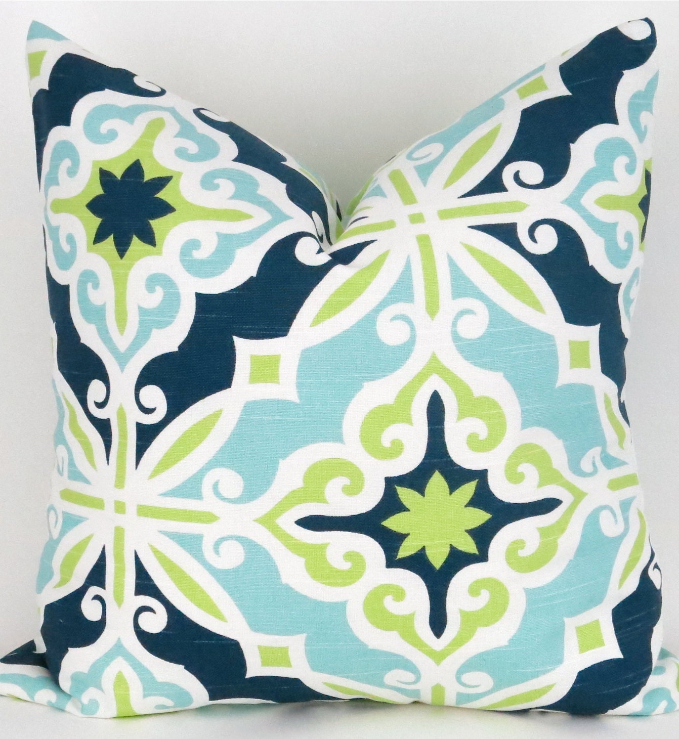 Navy & Green Throw Pillow Covers MANY SIZES by DeliciousPillows