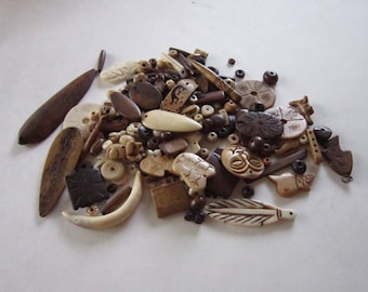 1/2 LB Assortment Buffalo Bone Beads mixed Jewelry Crafts