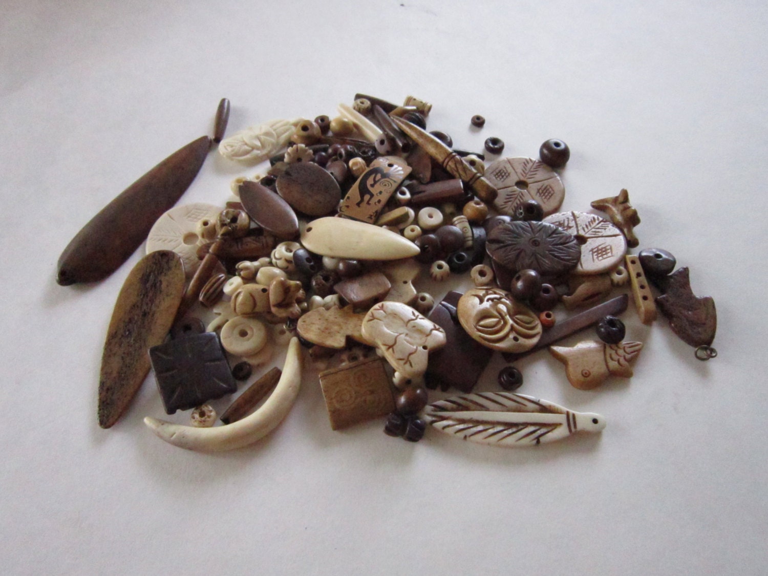 1/2 LB Assortment Buffalo Bone Beads mixed Jewelry Crafts