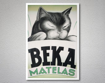 Beka Matelas - Vintage Poster, 1955 - Poster Paper, Sticker or Canvas Print