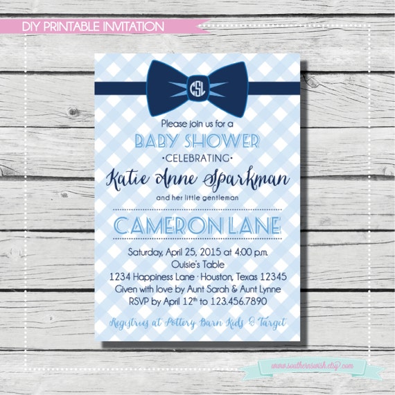 Bow Tie Bash Baby Shower Invitation. DIGITAL by SouthernSwish