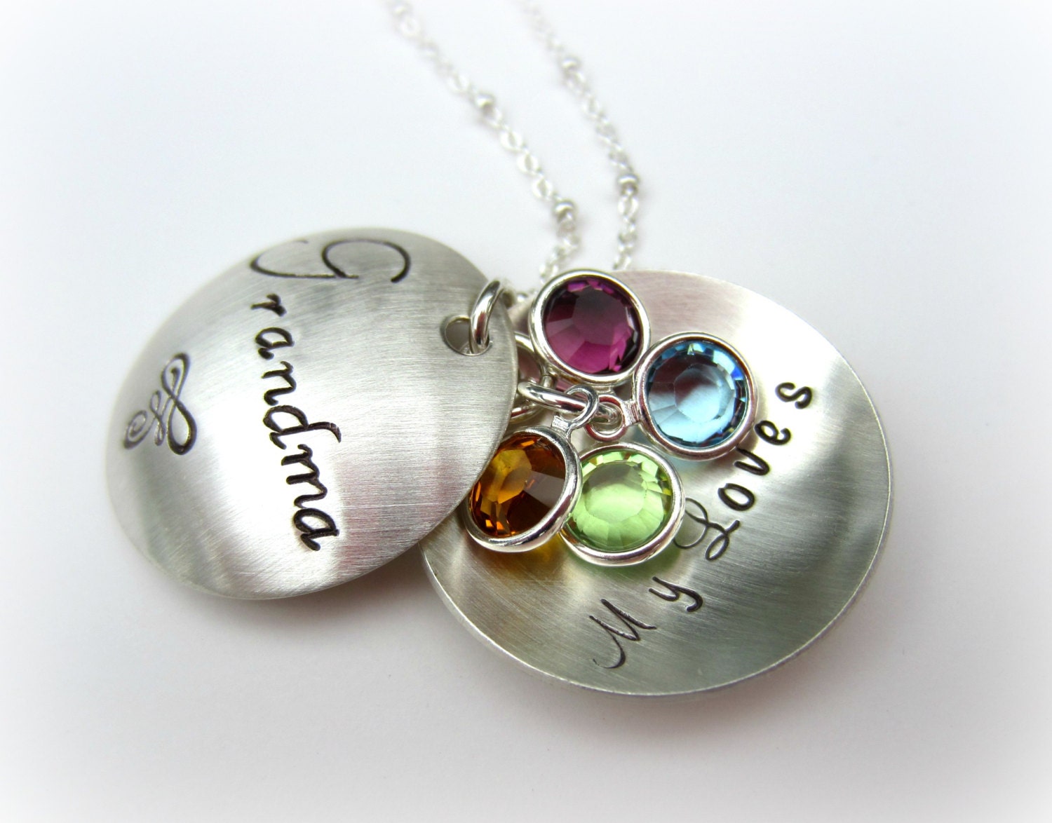 Birthstone Necklace for Grandma Birthstone Locket Sterling