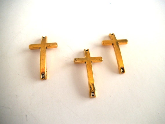 3pcs Gold Plated Sideway Cross Connectors by TerriJeansAdornments