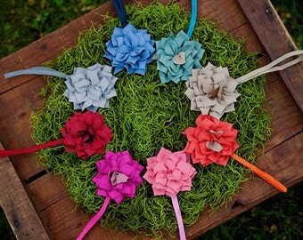 Zinnia Fabric Flowers on Headbands Set