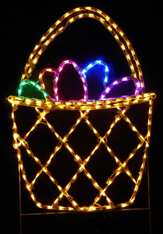 Easter Basket with Easter Eggs Large Outdoor Yard Wireframe Handmade Decoration Holiday Lighting