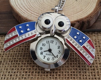 1pcs 20mmx30mm Owl pocket watch charms pendant PP10