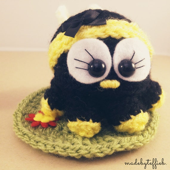 Maya the bee, amigurumi miniture crochet animal bug comes in a plain box