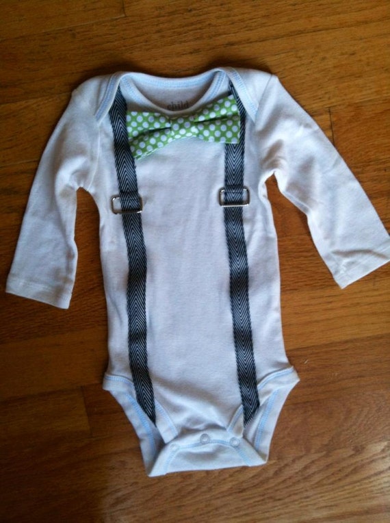 BowTie Suspenders Onesie Baby Boy