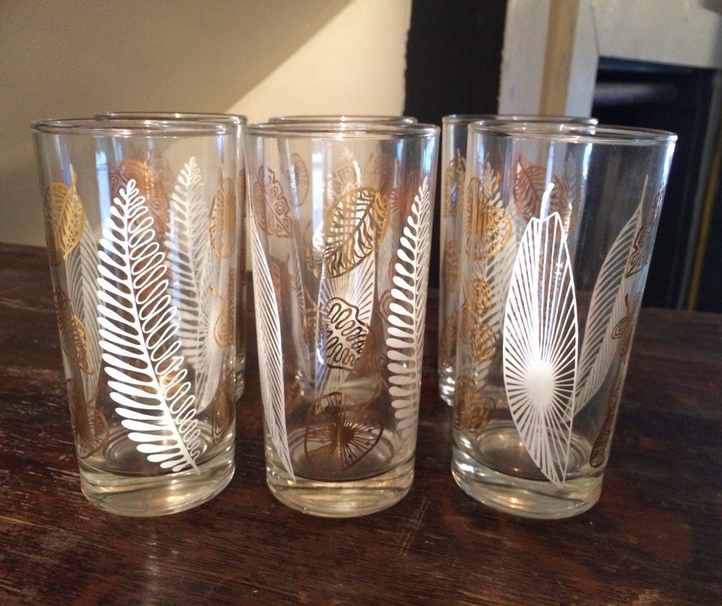 Vintage 1960s MidCentury Modern Retro Set of 6 Highball Cocktail