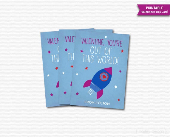 Kids Valentines Cards Printable Boys Valentines Rocket