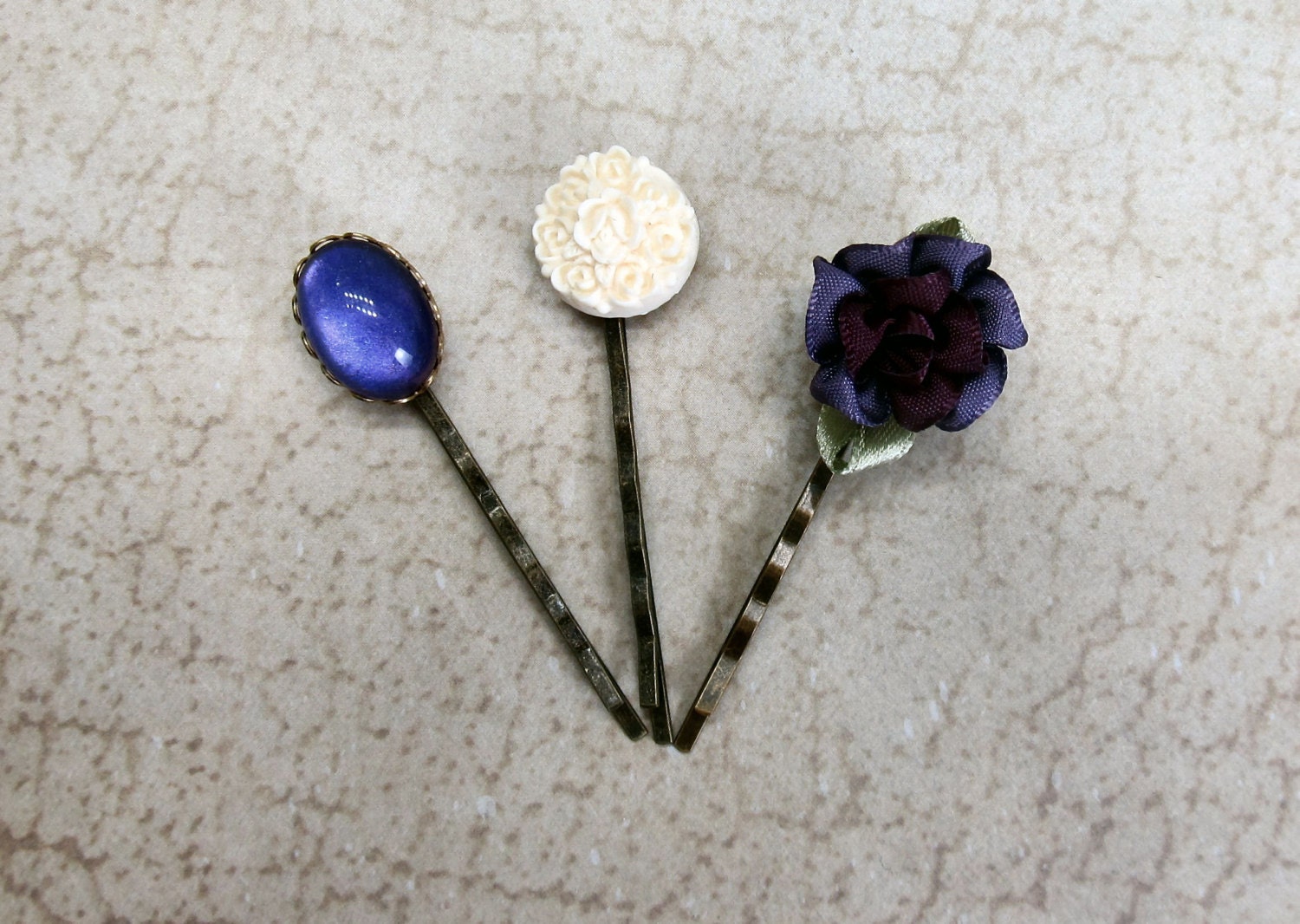 Purple jeweled hair pins decorative bobby pins gift ideas for