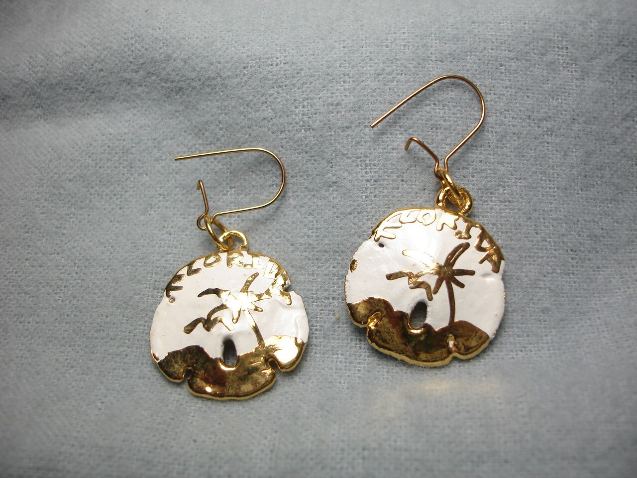 Gold Plated Florida Sand Dollar Earrings by lapidarydreams2