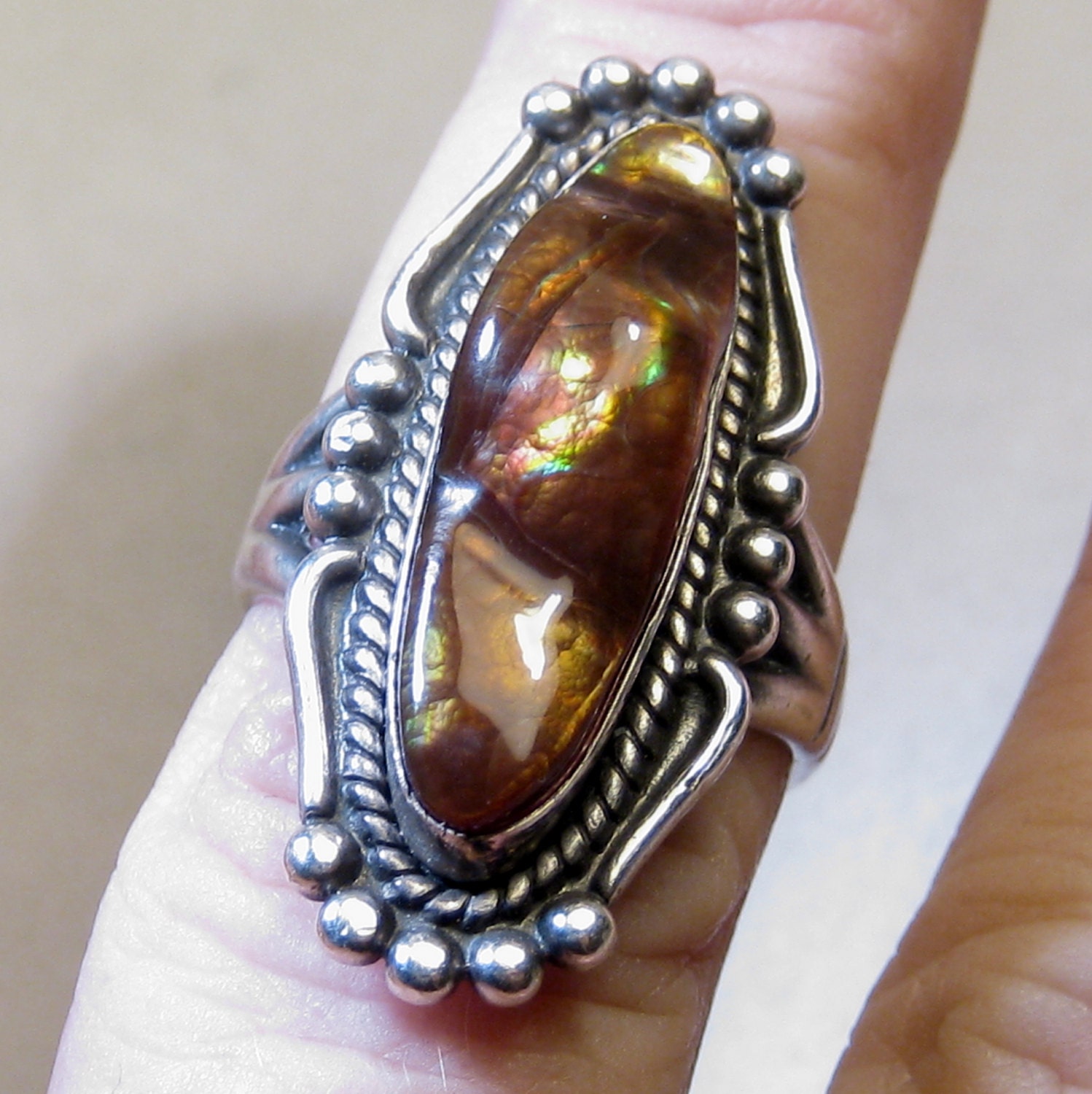 Mexican Fire Agate Sterling Silver Ring Size 65 By Eponascrystals 