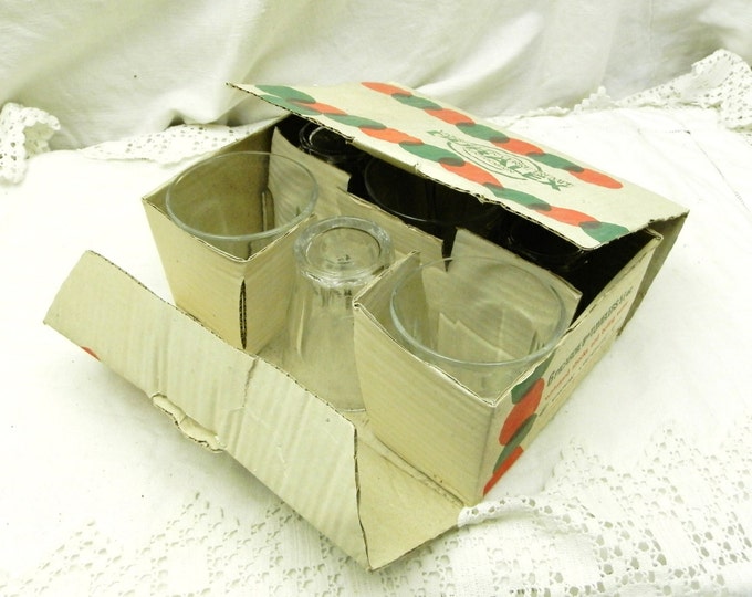 6 Vintage 1960s Unused French Canteen Duralex Glasses with Original Box, Retro Drinking Glass