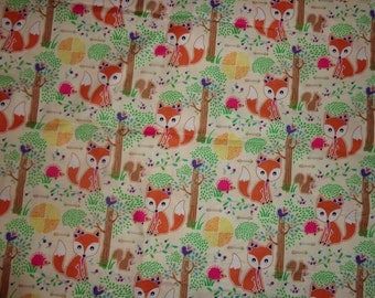 40 x 32 Inches Girly Fox/Possum/Squirrel Cotton Fabric Remnant