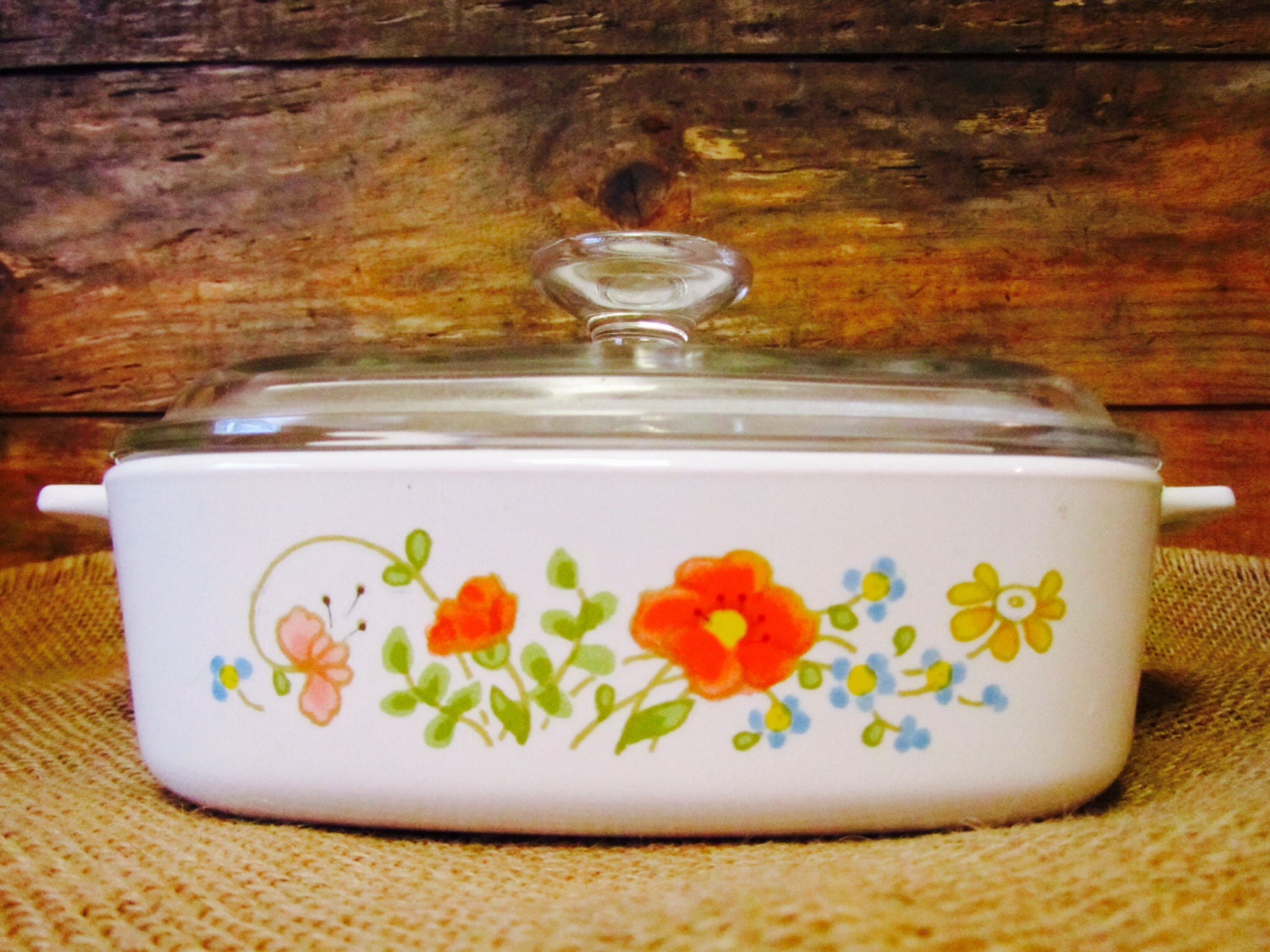 Vintage Corning Ware Wild Flower 1 Quart Casserole Dish