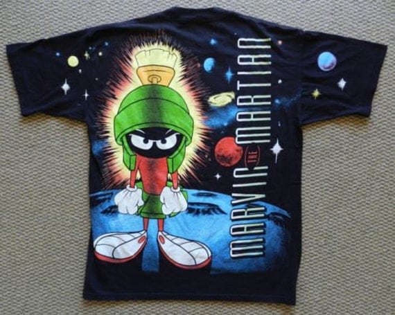 vtg Marvin the Martian T Shirt 90s hip hop L Looney Tunes all