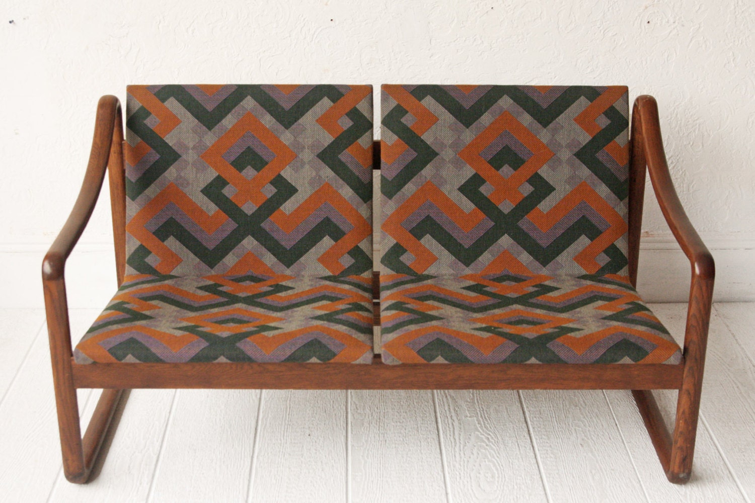 Gunlocke Mid Century Sofa Loveseat Wood Frame