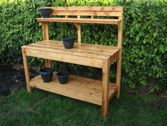 Cedar potting bench