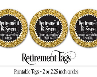 Retirement Favor Tags, PRINTABLE, 2/2.25 Inch, Retirement Thank You Tag,