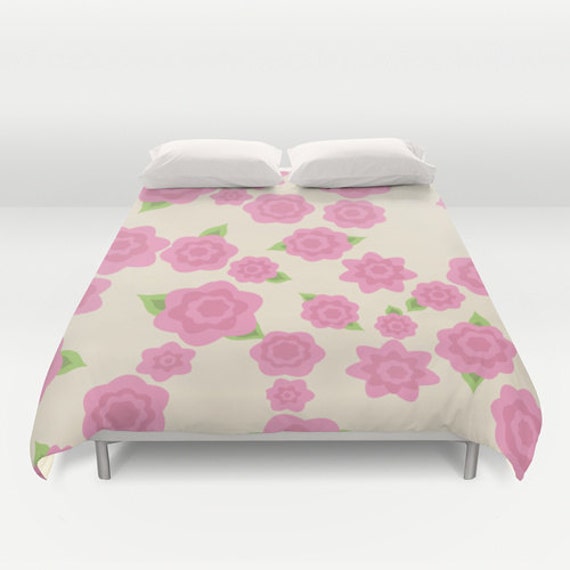 Pink Flower Bed Cover Duvet Cover Only Bed by ShelleysCrochetOle