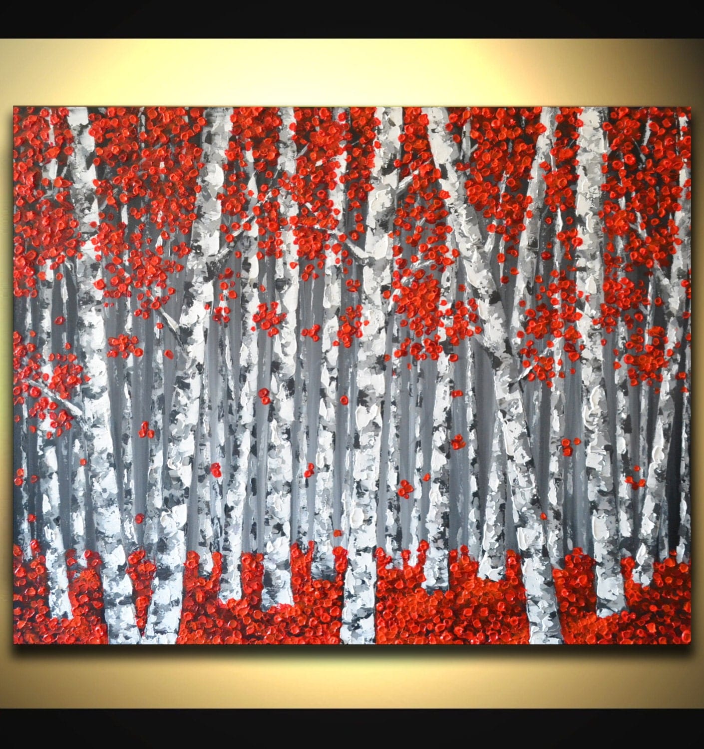 Red Birch Tree Painting Original Abstract Painting by