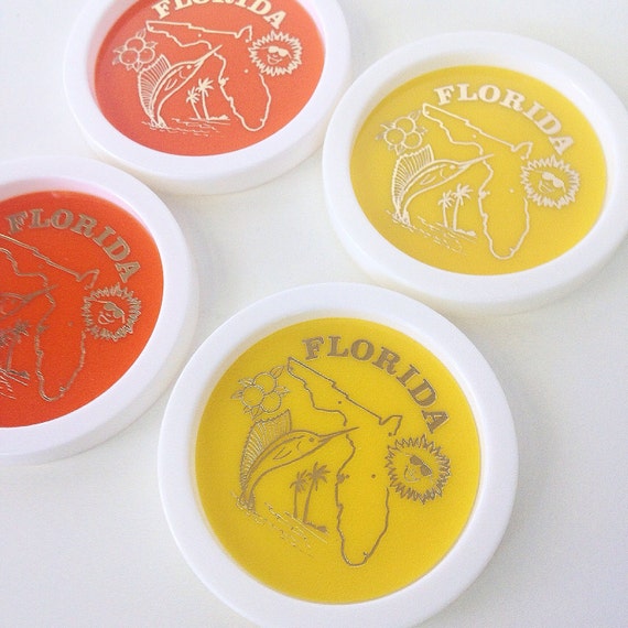 Vintage coasters home decor orange yellow souvenir florida