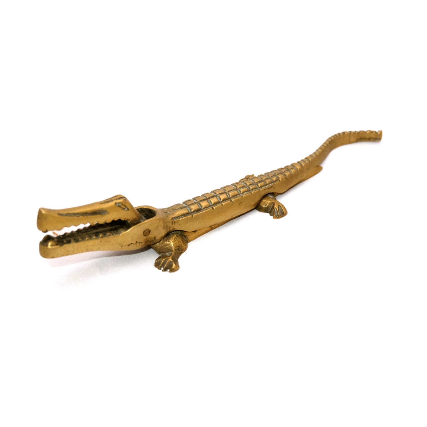 vintage brass alligator nutcracker novelty by twotimevintage vintage brass alligator nutcracker novelty by twotimevintage