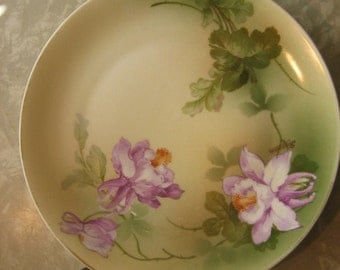 Vintage Bavaria Purple Floral Flower Hand Painted PSAG Plate