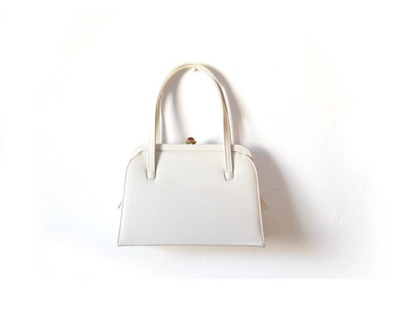 White Purse  White Bag  Small White Pocketbook  Structured Purse ...