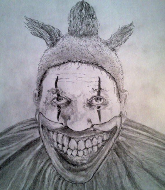 TWISTY THE CLOWN Original Pencil Drawing American by WhackWamBam